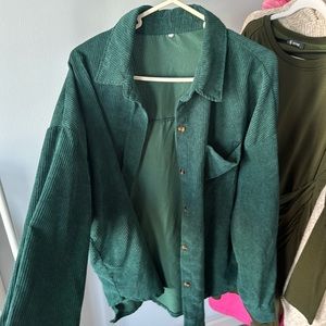 Green Corduroy Button Down Top